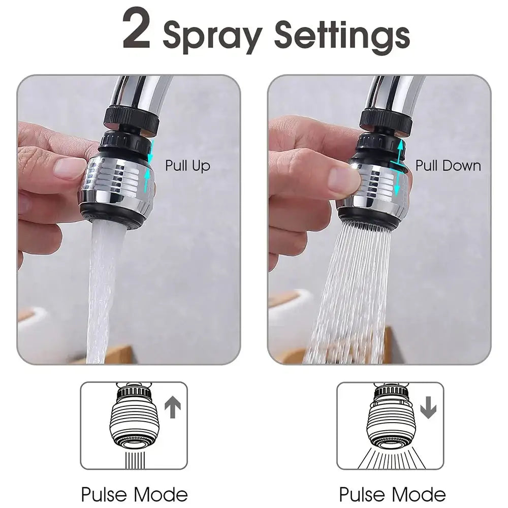 Silver and black 360 rotating kitchen faucet aerator spray nozzle