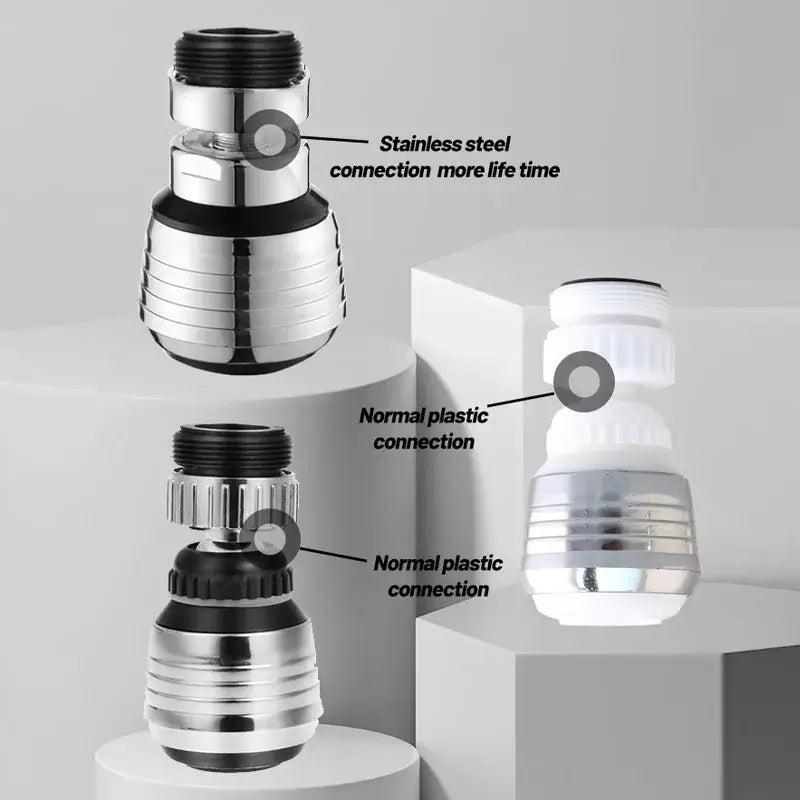 Silver and black 360 rotating kitchen faucet aerator spray nozzle