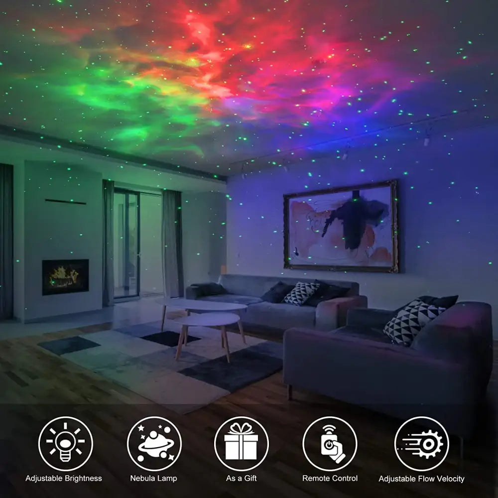 Silver and blue galaxy star projector night light for bedroom