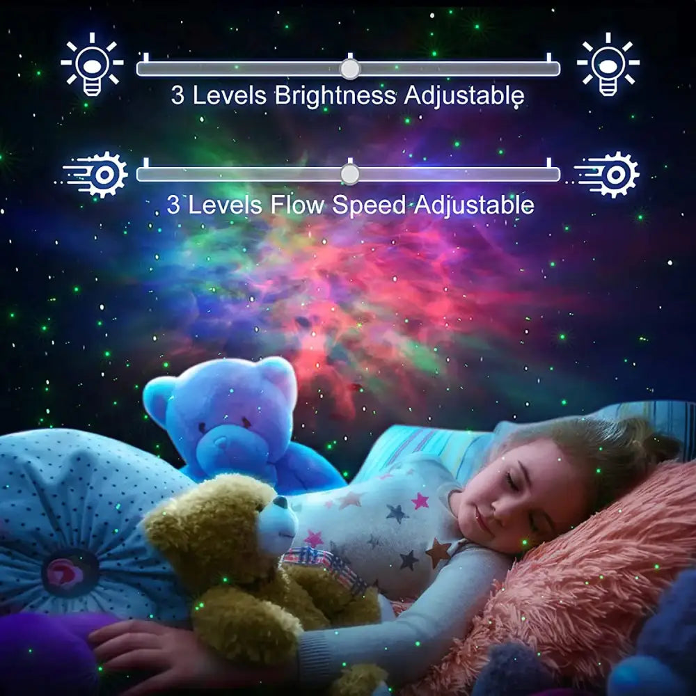 Silver and blue galaxy star projector night light for bedroom