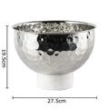 Silver and white hammer pattern fruits bowl dining room pedestal tray