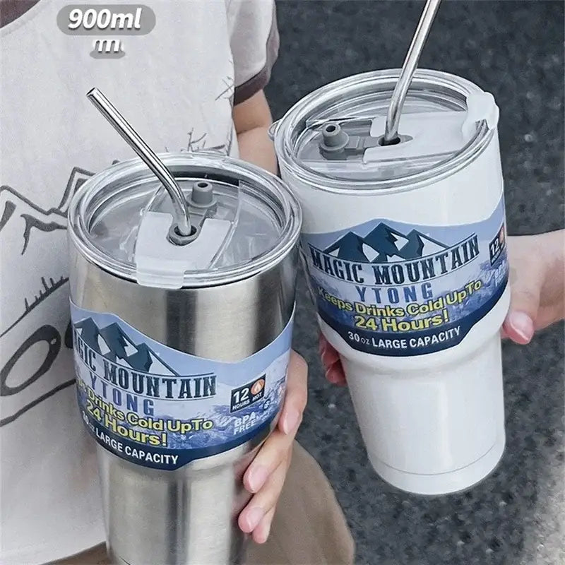Silver & white decorbites freeze thermos insulated kitchen tumbler set