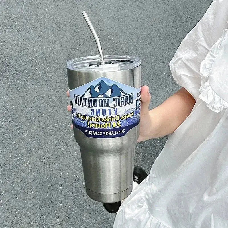 Silver & white decorbites freeze thermos insulated kitchen tumbler set
