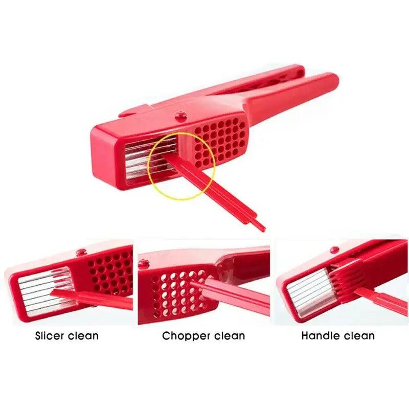 Sleek red manual press garlic crusher kitchen grinder