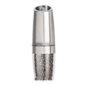 Sleek silver electric pepper and salt grinder set for kitchen