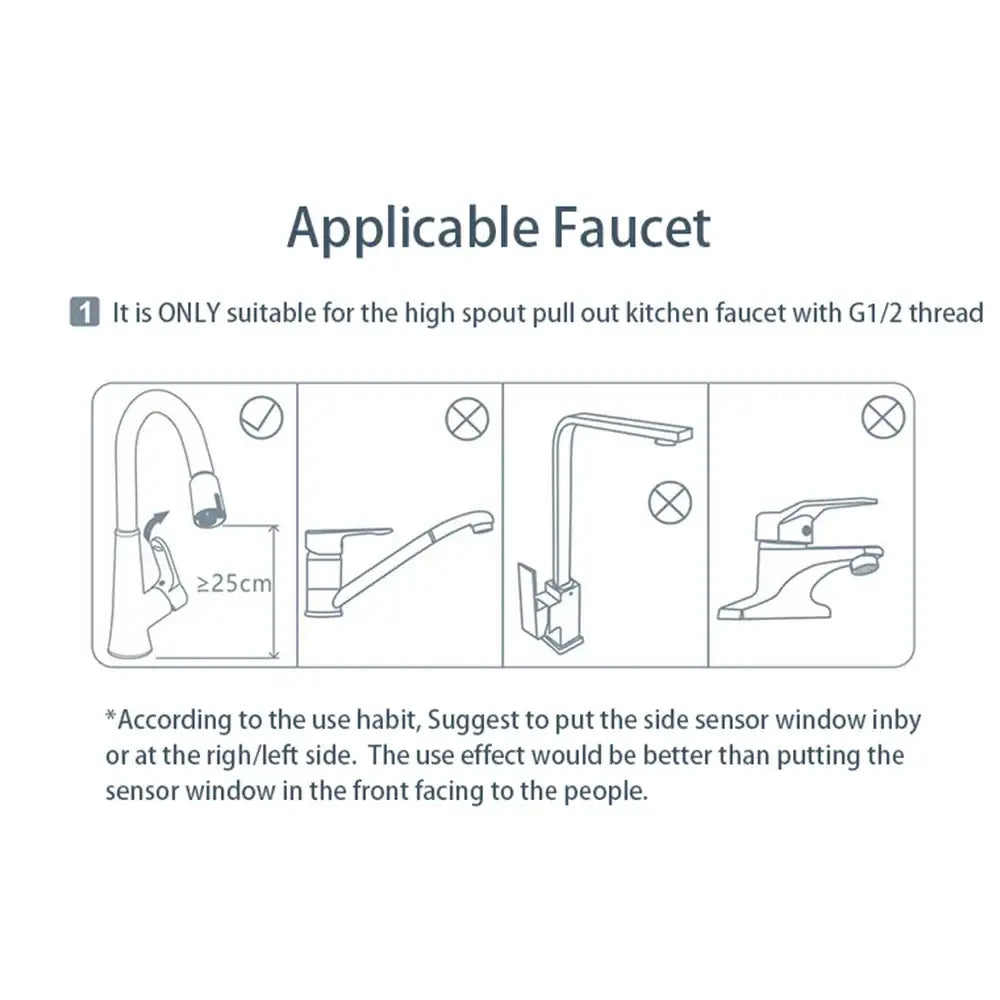 Sleek silver touchless kitchen faucet sensor usb charging adapter