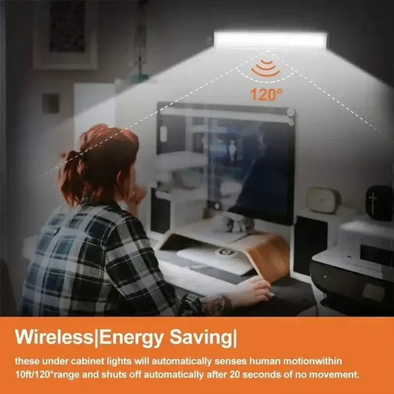 Slim white dimmable pir sensor night light kitchen cabinet lamp