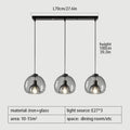 Smoked glass pendant lights trio for dining room dining table