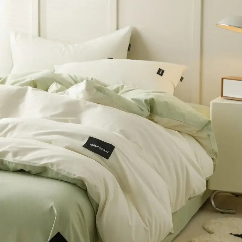 Soft cream cotton bedding set bedroom duvet with pillowcases