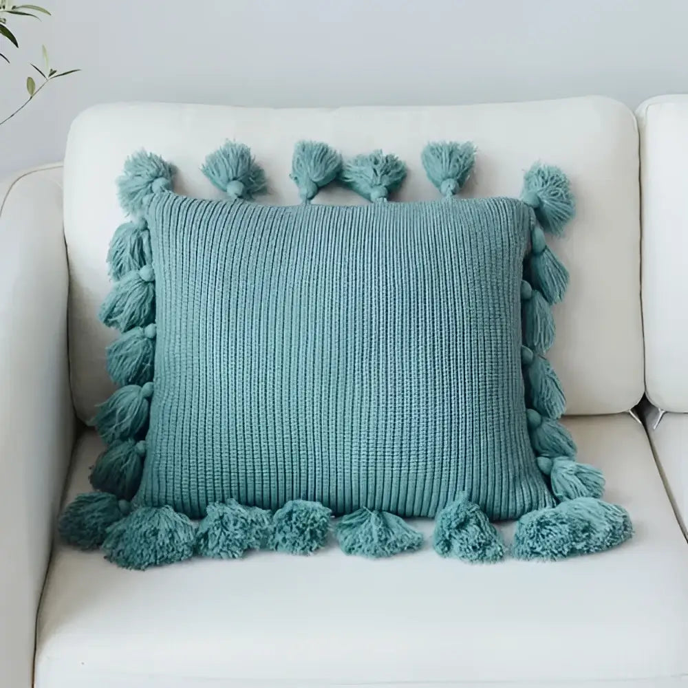 Soft tassel knit cushion cover living room pillow case