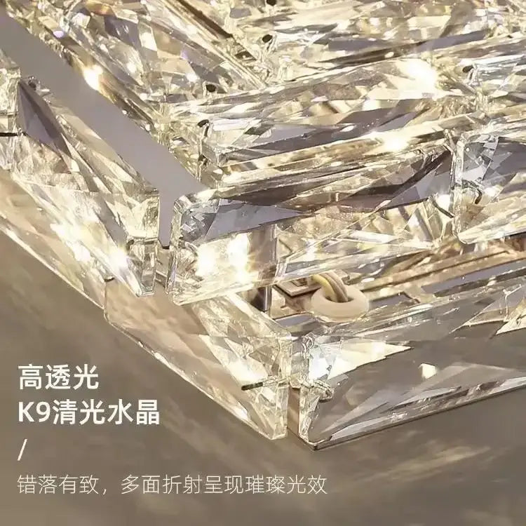 Square gold crystal led ceiling lights for living room