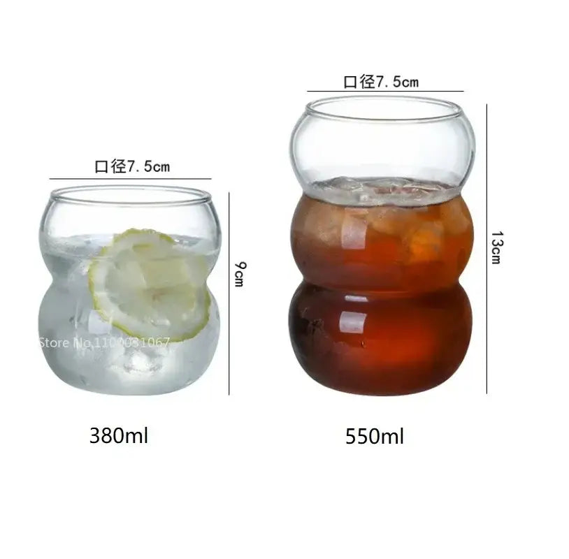Stacked ribbed glass cold brew coffee cup kitchen tumbler