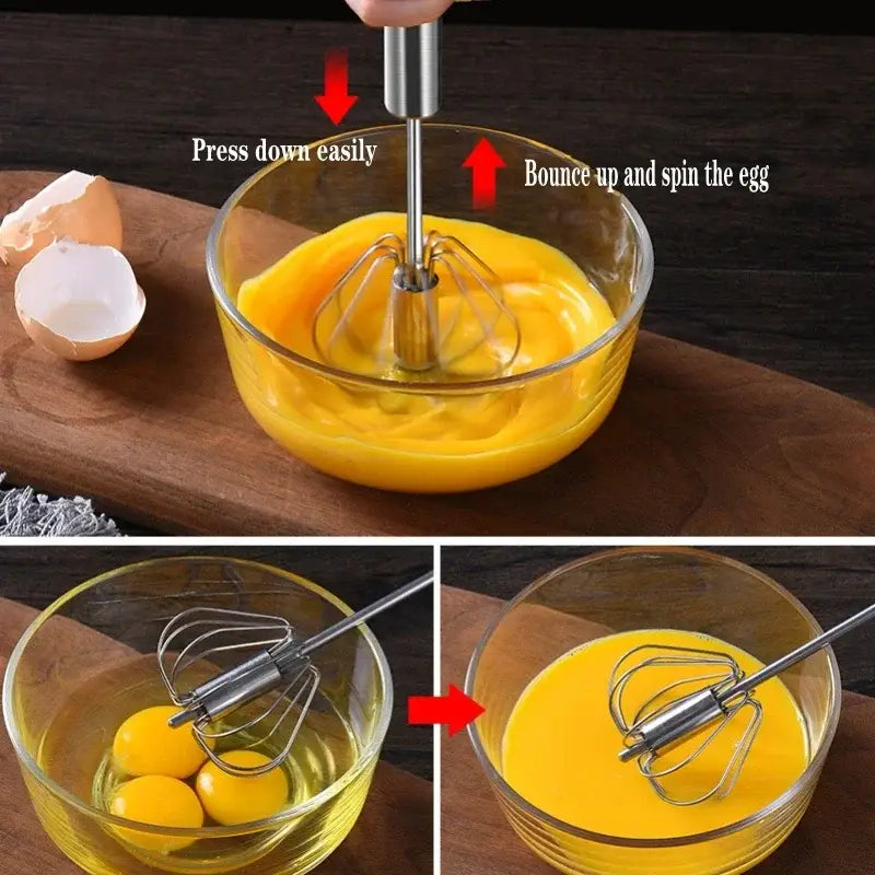 Stainless steel hand pressure egg beater kitchen whisk mixer