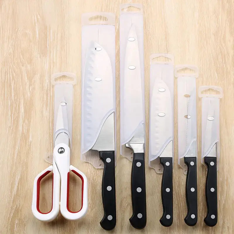 Stainless steel knife scabbard set with clear sheaths – kitchen