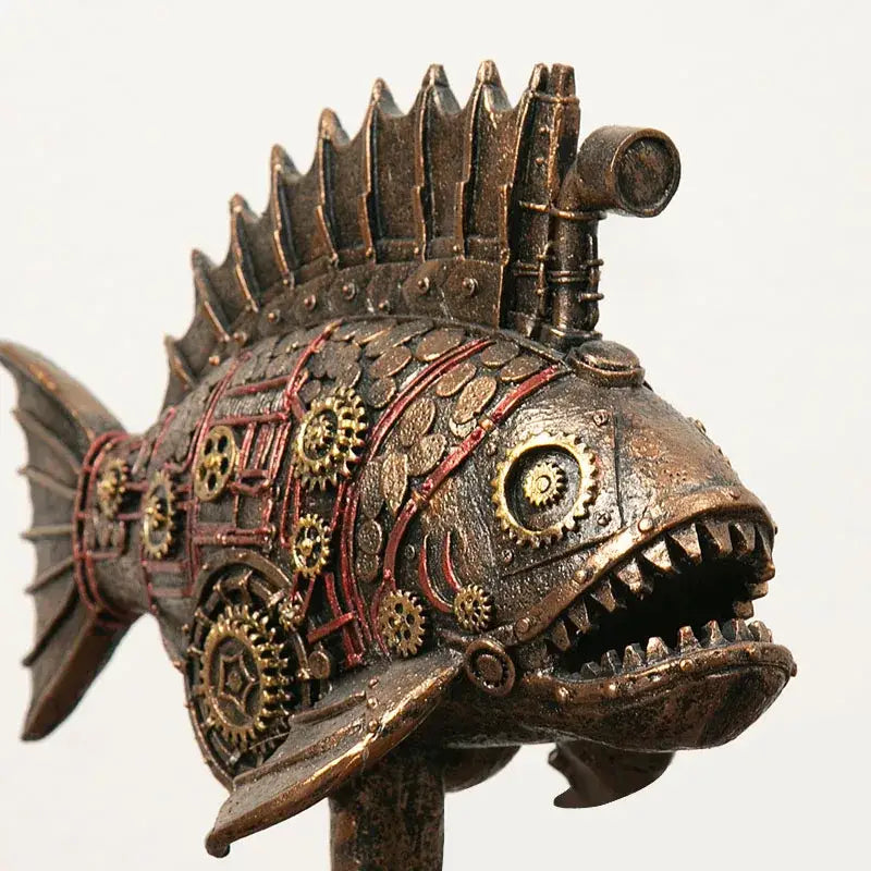 Steampunk bronze whale figurine blackfish resin office decor