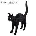 Stylized black & white cat resin table lamp for bedroom