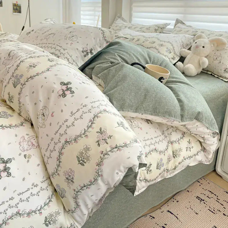 Celestial abstract cream quilted summer bedding set bedroom decor