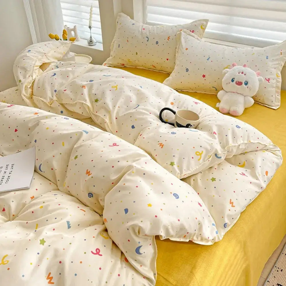 Celestial abstract cream quilted summer bedding set bedroom decor