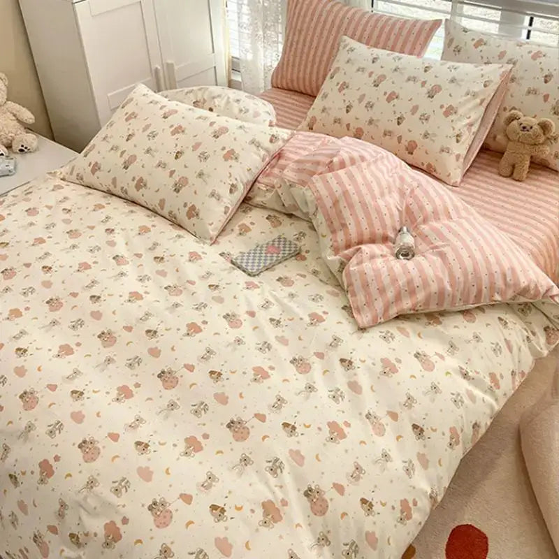 Celestial abstract cream quilted summer bedding set bedroom decor