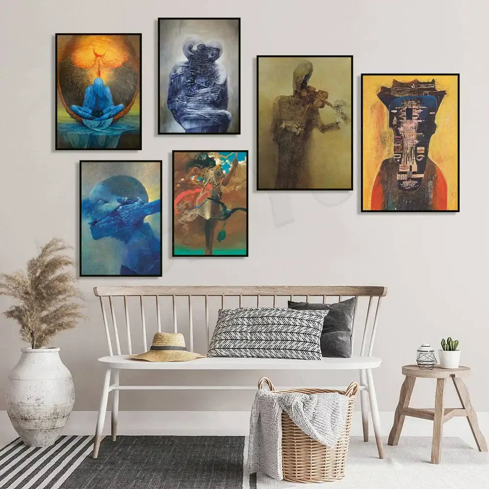 Surreal gothic decorbites beksinski prints living room framed wall art