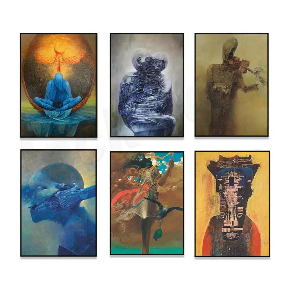Surreal gothic decorbites beksinski prints living room framed wall art
