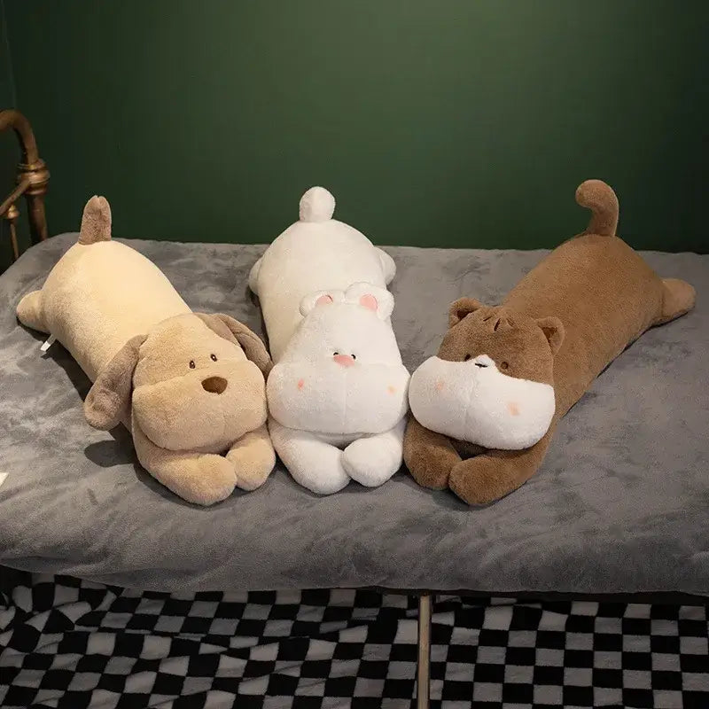 Tan white & beige dog sleeper body pillow bedroom leg support plush