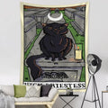 Teal and gold black cat tarot tapestry bedroom wall decor