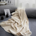 Teal cable knit cozy jacquard blanket – living room throw