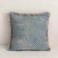 Teal & gray denim fringed cushion cover living room decor