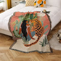 Teal tiger knitted nordic outdoor sofa blanket living room throw