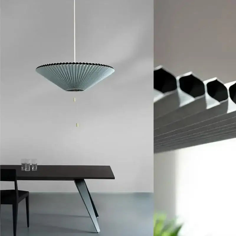 Teal & white decorbites deformed fabric umbrella dining room pendant