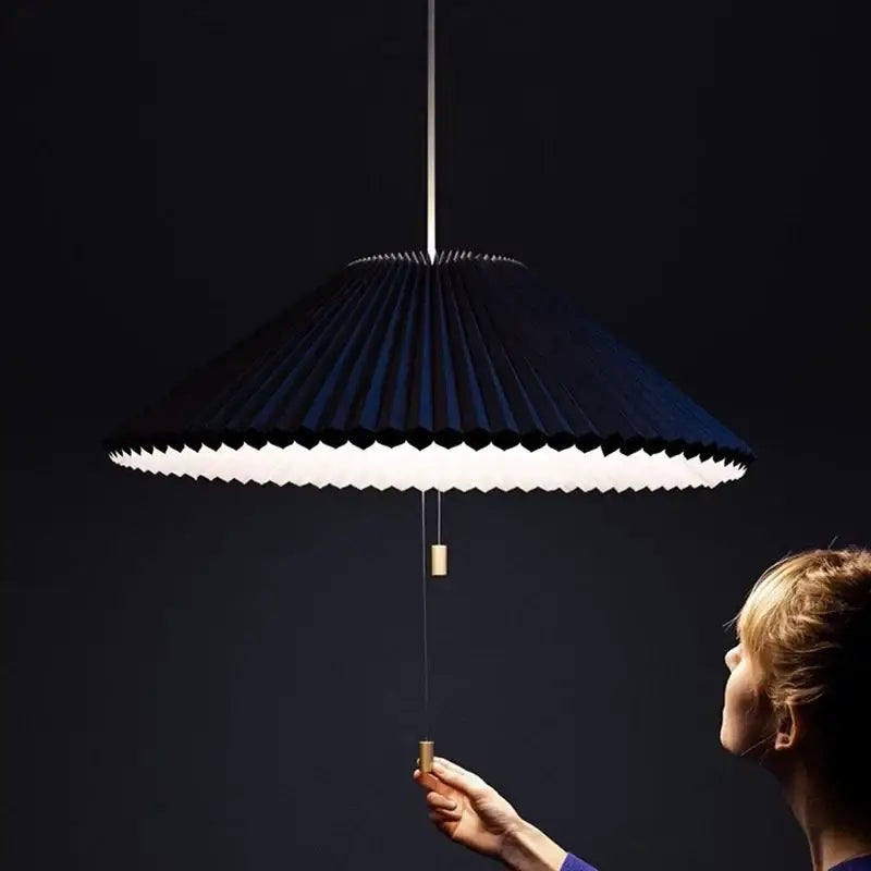 Teal & white decorbites deformed fabric umbrella dining room pendant