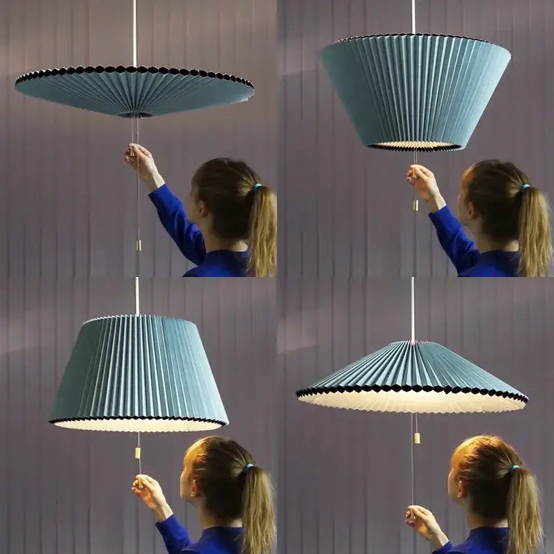Teal & white decorbites deformed fabric umbrella dining room pendant
