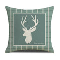 Teal & white deer grid line pillowcase set living room cushion cover