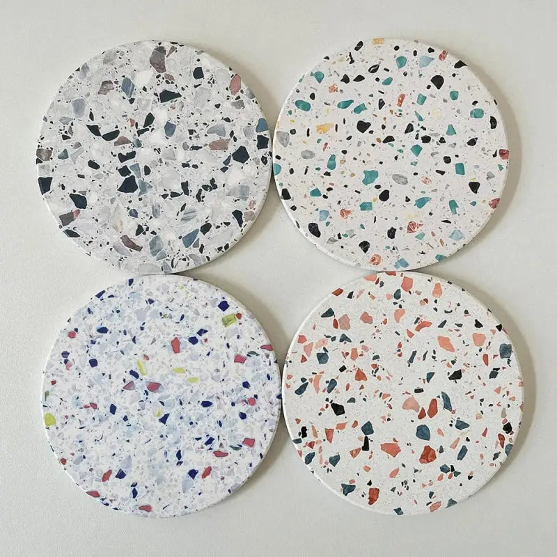 Terrazzo decorbites diatomite coasters set of 4 dining room mug mats
