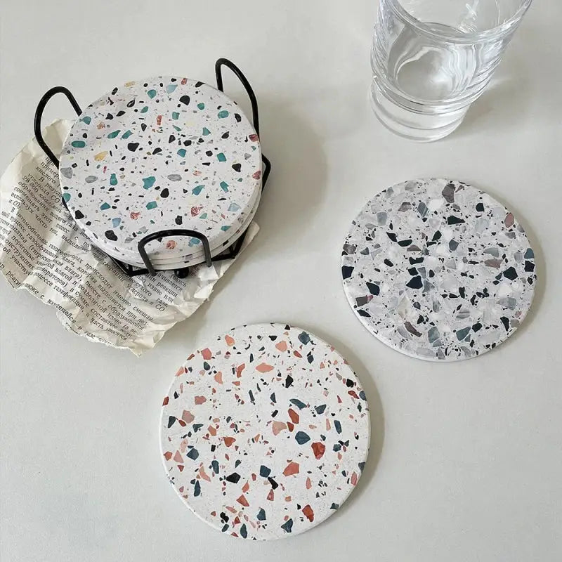 Terrazzo decorbites diatomite coasters set of 4 dining room mug mats