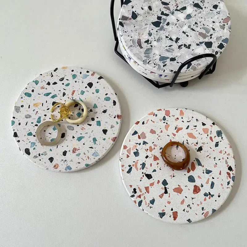 Terrazzo decorbites diatomite coasters set of 4 dining room mug mats