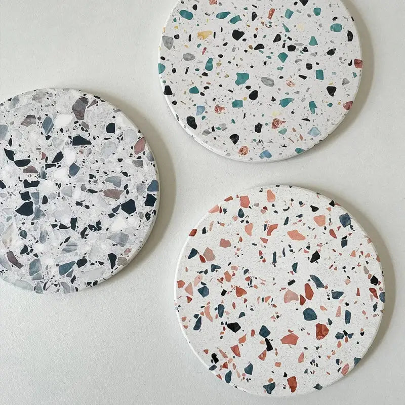 Terrazzo decorbites diatomite coasters set of 4 dining room mug mats