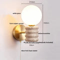 Textured beige concrete and wood led wall light bedroom sconce
