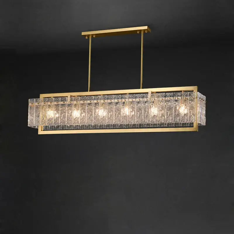 Textured crystal gold dimmable led copper glass chandelier living room