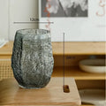Textured frosted green transparent glass vase set living room decor