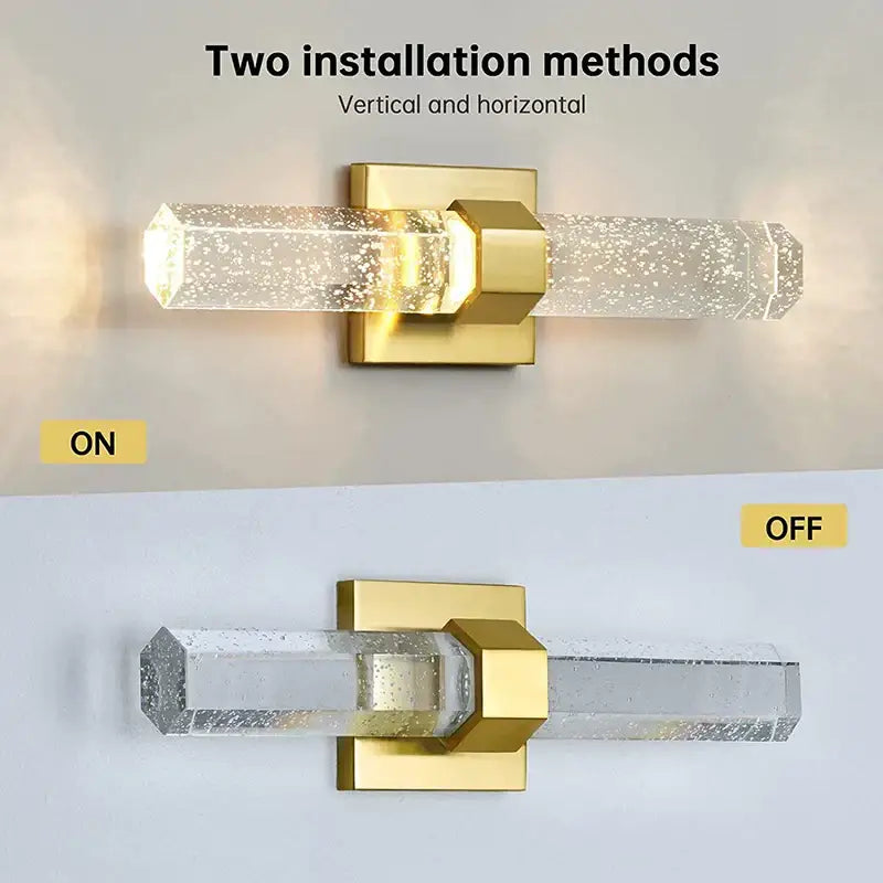 Textured glass gold wall sconce bedroom warm diffusing light