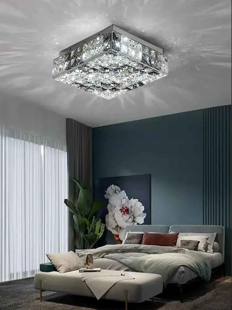 Textured gold crystal led rectangle chandelier dining room light