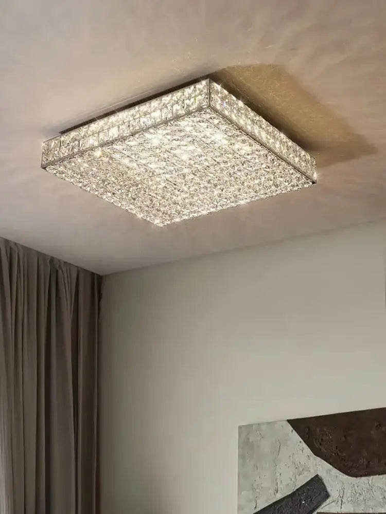 Textured gold crystal led rectangle chandelier dining room light