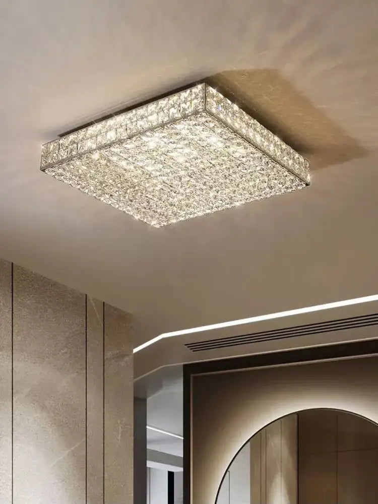 Textured gold crystal led rectangle chandelier dining room light