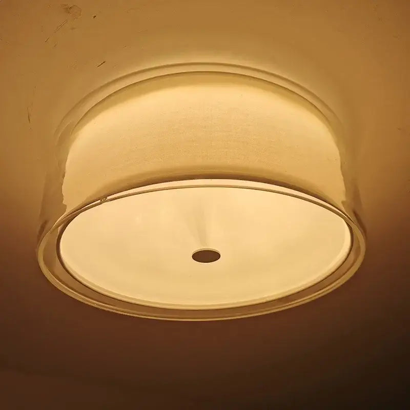 Textured gold & pleated white glass shade ceiling light bedroom