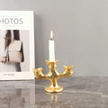 Textured gold resin candle holders dining room centerpiece trio