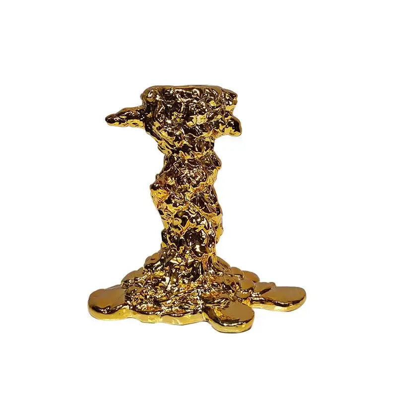 Textured gold & silver golden candlestick holder dining room centerpiece
