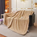 Textured gray coral fleece blanket bedroom knit throw
