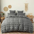 Textured white furball double bed duvet set bedroom bedding